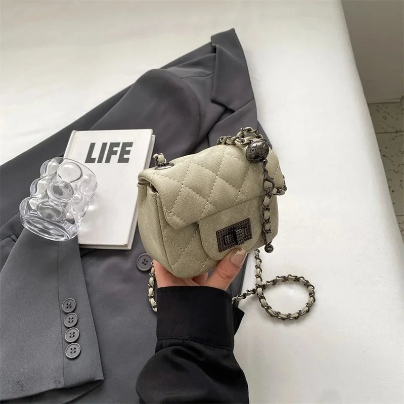 Winter Commuter Women's Crossbody Bag Retro Diamond Chain Square Handbag Shoulder Bag Elegant Sensation Commute Work Bag