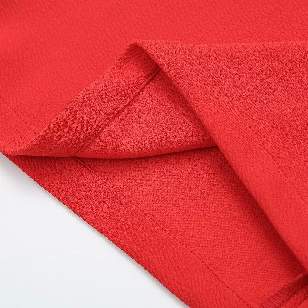 Zach Ailsa 2024 Spring Women's Fashion and Elegant Love Metal Decoration Bubble Sleeves Mini Dress