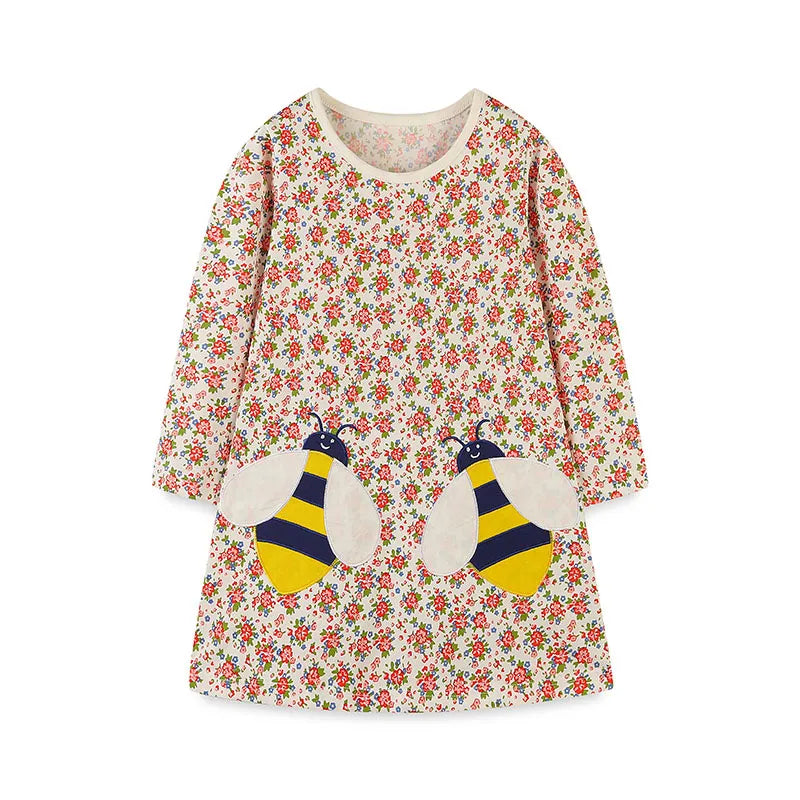 Jumping Meters 2-7T Princess Girls Dresses Bag Print Party Kids Girls Costume Autumn Winter Toddler Frocks Clothing