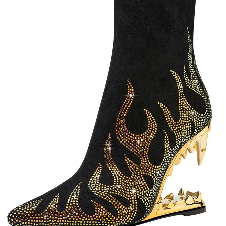 European and American New Knee-length Thigh Women's Boots Fashion Pointed Side Zipper Teeth High Heels Show Patent Leather Boots