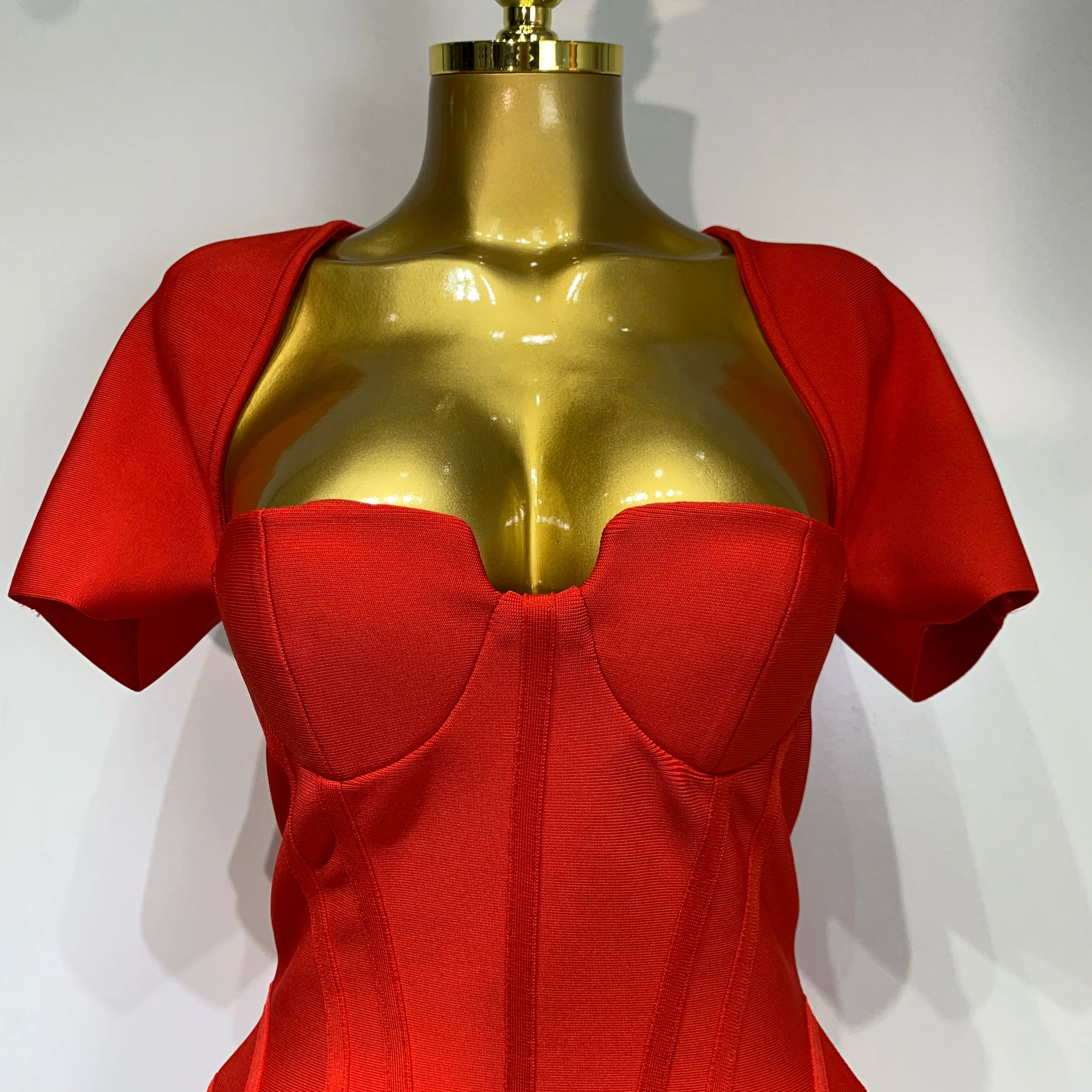 Women Sexy Short Sleeve Square Collar Bodycon Mini Bandage Dress Celebrity Red Carpet Dress Flower Luxury Birthday Outfit