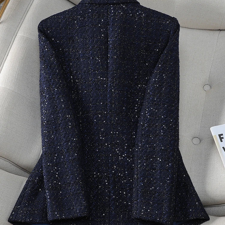 Women's Blazer Ladies Casual Autumn Winter Jacket Female Long Sleeve Single Breasted Button Decoration Red Navy Plaid Coat