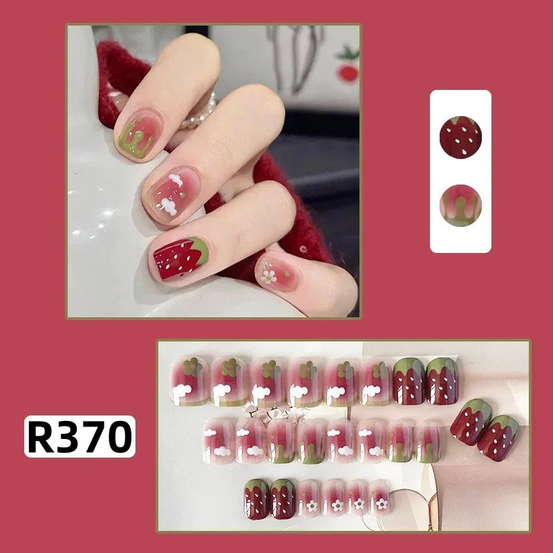 24Pcs/set French Gold Border Nail Elegant&Trendy Wearable Nails for Women Girl New Edition Removable Nail