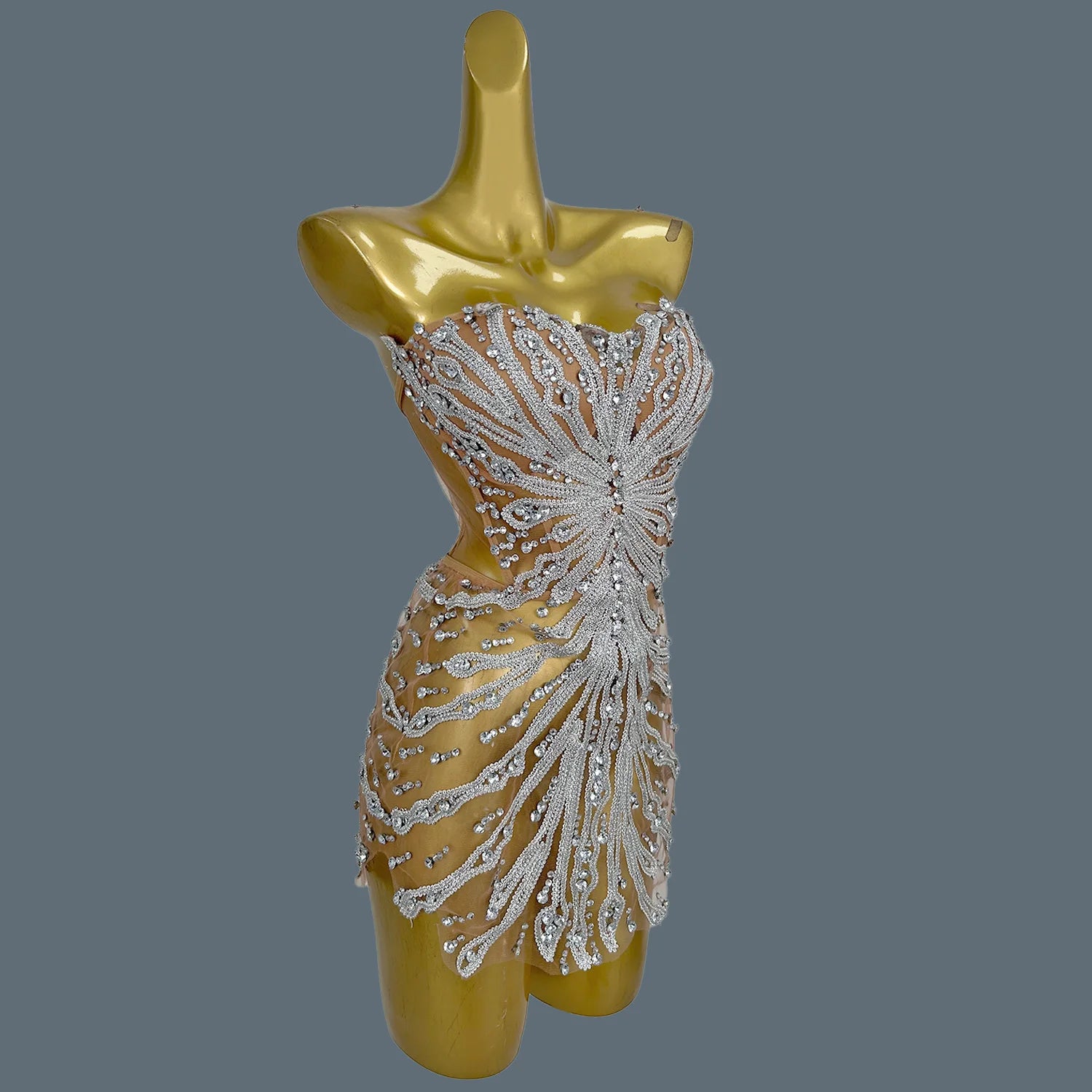 Hot Girls Birthday Celebrate Party Sparkly Sequins Ultra Short Rhinestone Dress Strapless Mini Dress Stunning Event Wear Youtiao