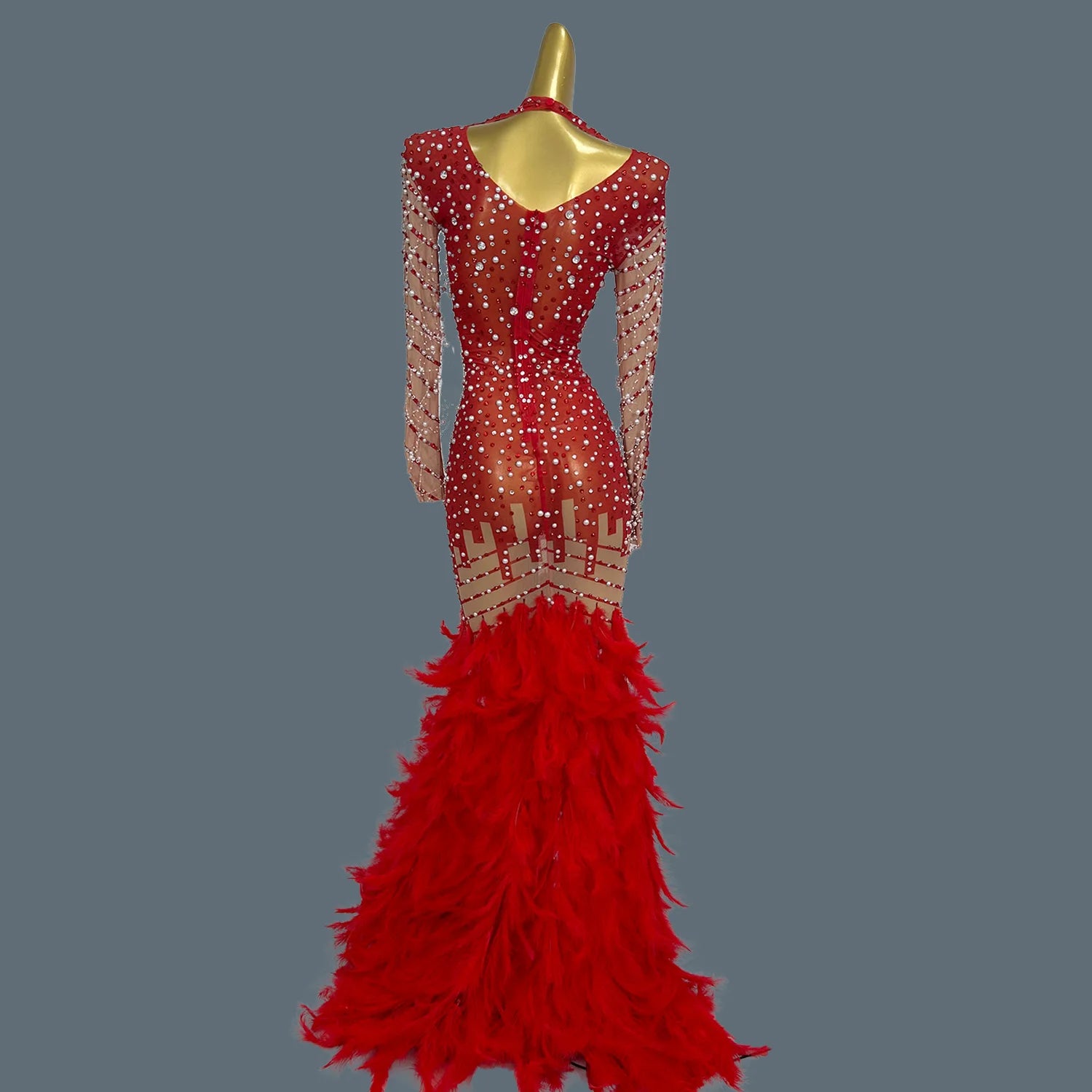 Shine Rhinestone Pearls Full Evening Dress for Women Party Drag Queen Club Birthday Special Sexy Dress Cocktail Prom Liantiyumao