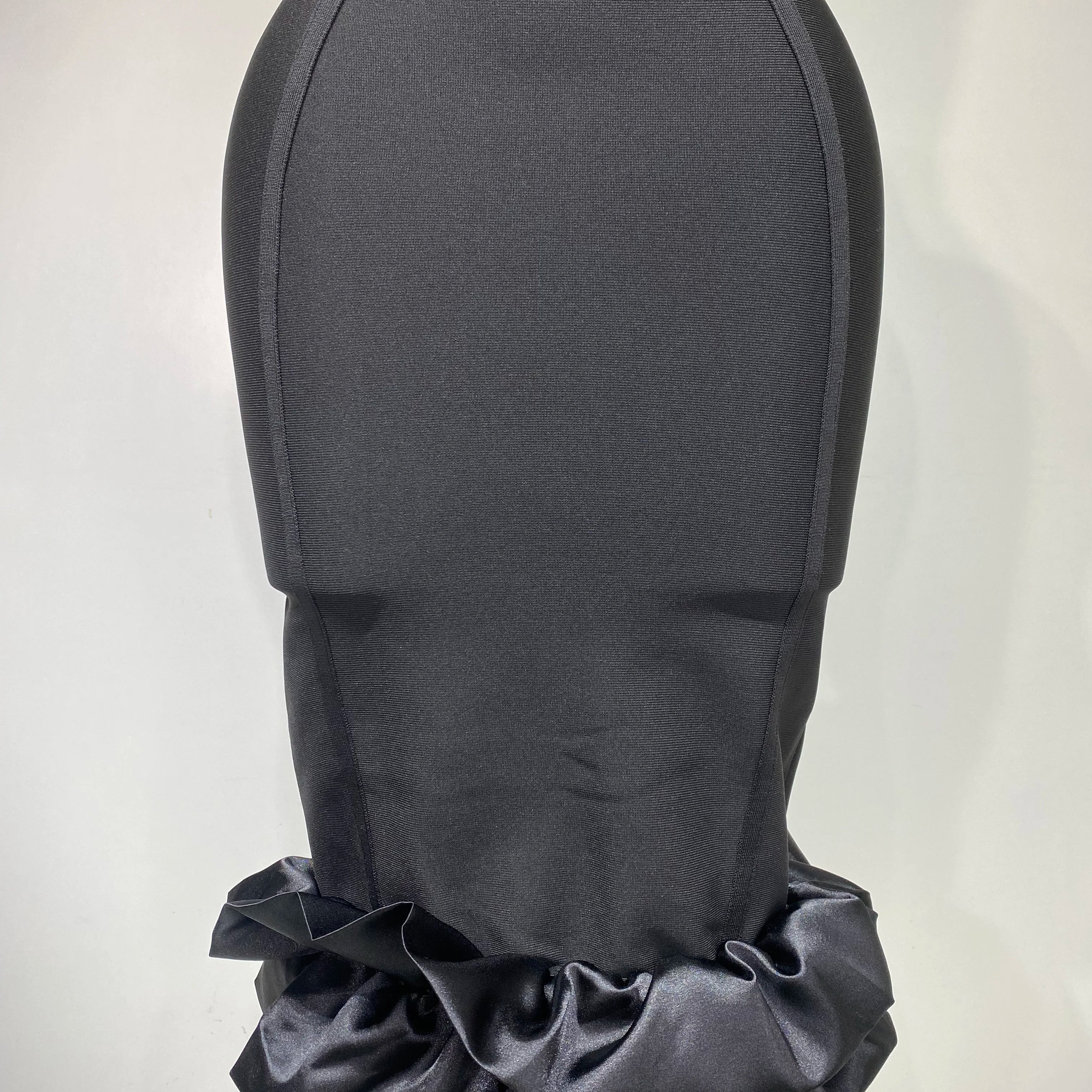 Women Sexy High Collar Ruffle Black Bandage Dress Sheath Sleeveless Party Prom Gown Elegant Formal Luxury Birthday Club Dresses