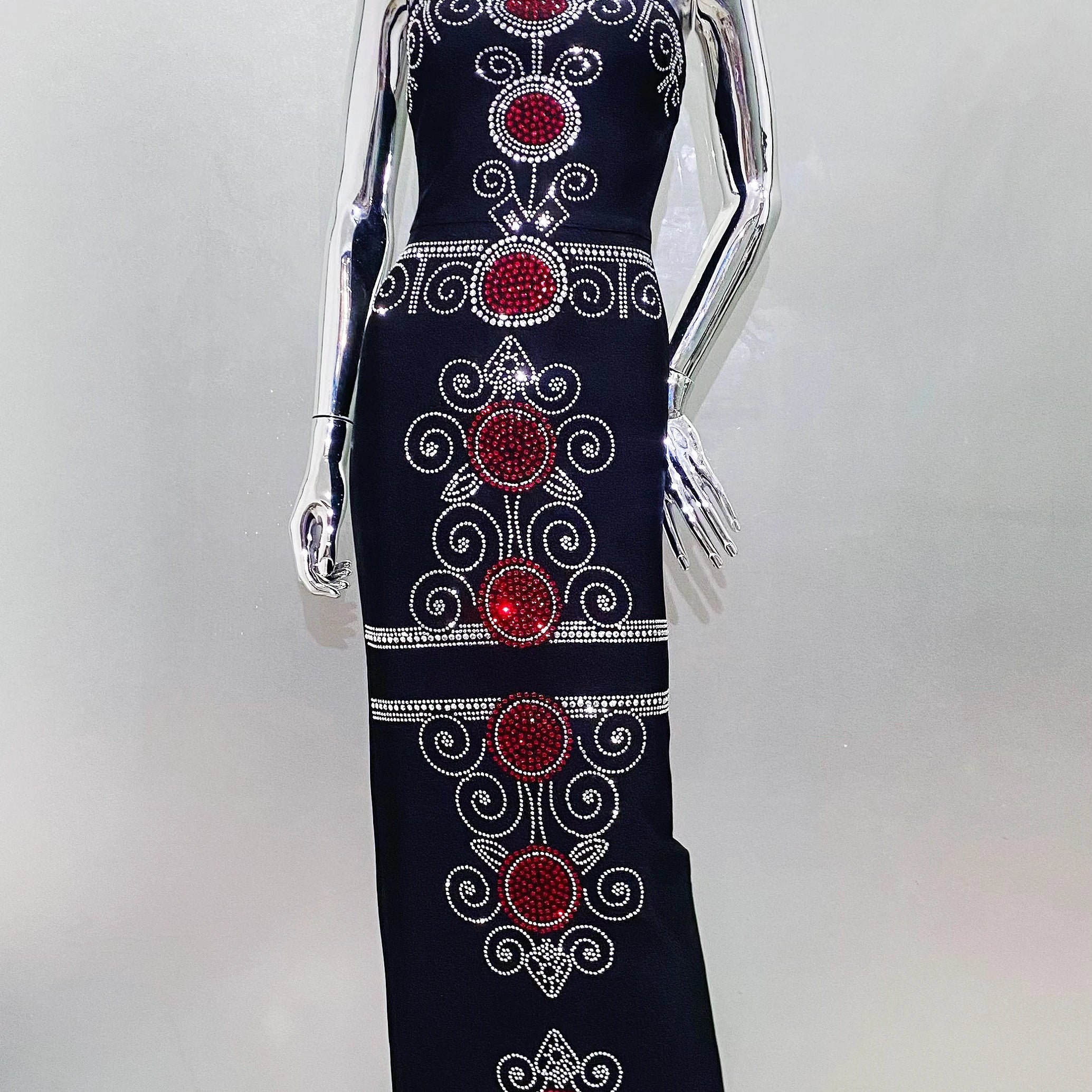 Top Women Sexy Strapless Colorful Rhinestones Bodycon Bandage Long Dress Celebrate Evening Party Birthday Outfit Vestido