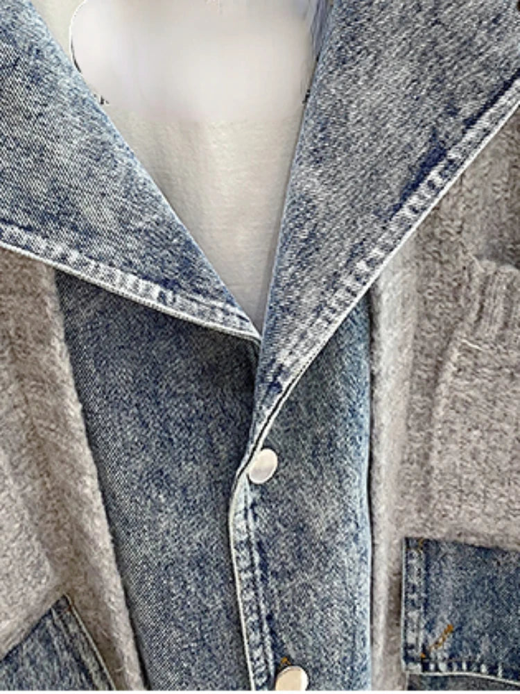 Jackets Autumn Winter New Loose and Lazy Style Thickened Sweater Cardigan Top Fashion Personalized Combination Denim Coat Women