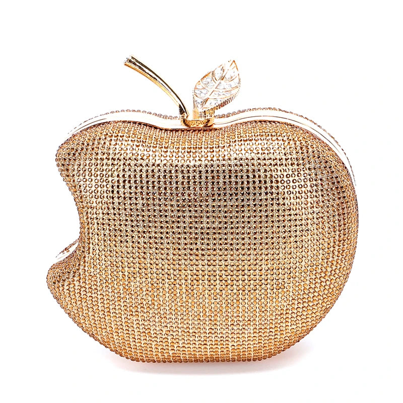 Apple Shape Party Crystal Hand Grab Evening Mini Bag Can Wholesale Fashion Red Crossbody Ladies Blue Red Gold Gold Mini(Max Length<20cm)