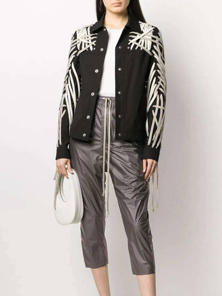 DEAT Autumn Elastic Drawstring Cross Full Length Slim Feet High Street Pants Trousers And Single Breasted jackets WN151