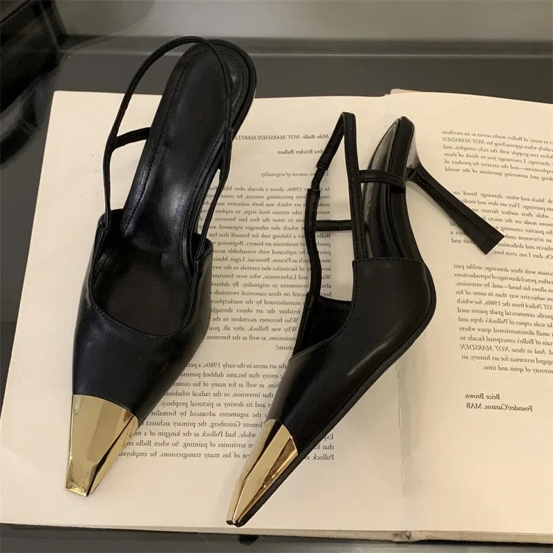 Eilyken Street Style Pointed Toe Women Pumps Fashion Slingbacks Thin High Heels Elegant Stripper Prom Ladies Sandals Shoes