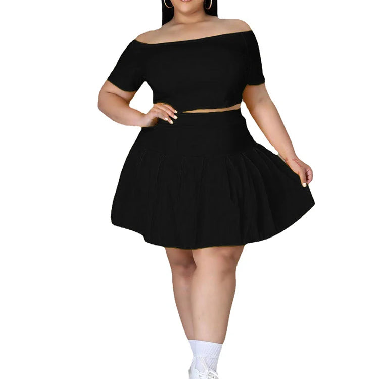 5xl Plus Size Women Clothing Wholesale Summer Outfits Crop Tops and Pleated Skirt Tracksuit Sweet Dress Suits Dropshipping