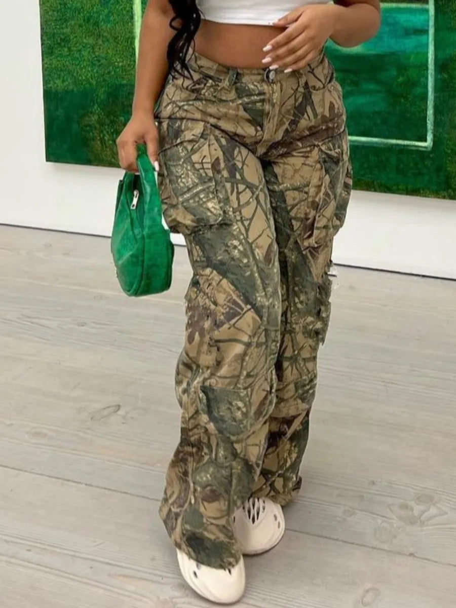 Autumn Women Trousers Streetwear Casual Loose Camouflage Sweatpants Y2K Women's Cargo Camo Pants