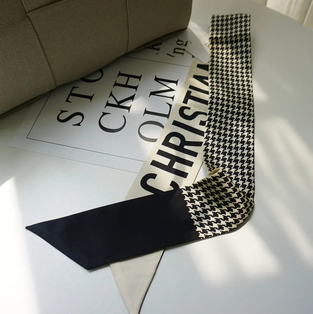 Brand CD Butterfly Around the World Women's Ribbon Scarf Twill Silk Mulberry Silk Long Small Silk Scarf Neckerchief Bags Tie qiangeniao