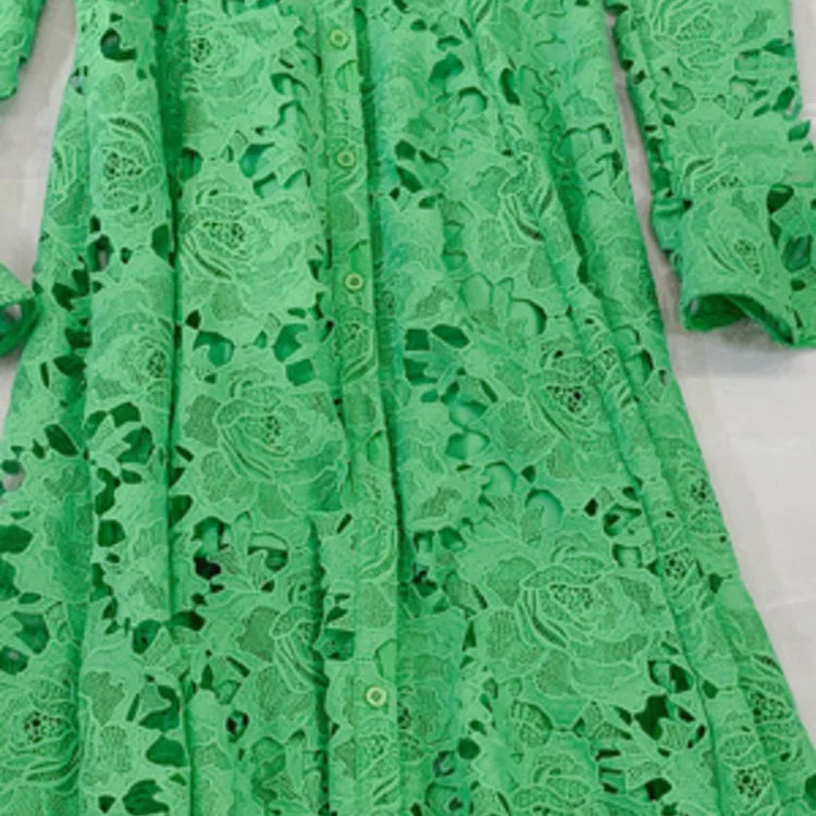 LGRQ Elegant High Quality Lace Embroidery Pattern Design Women's Dresses Evening Belt New Hollow Out Luxury Fashion 19F1371