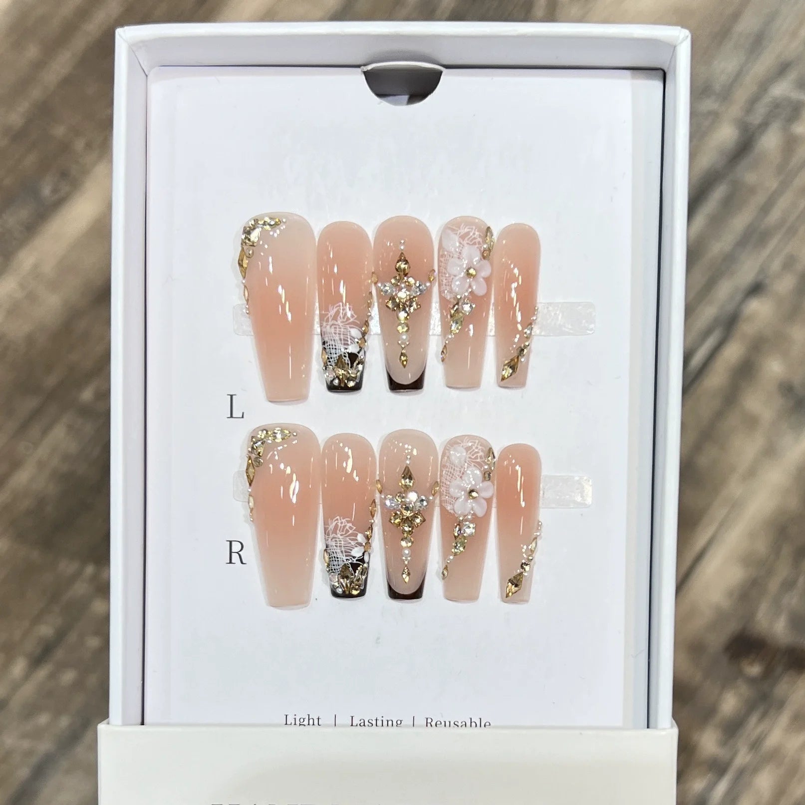 10Pcs Wine Red French Coffin Long Press on Nails Light Luxury Maximalism Golden Baroque Designs Stick on Retro Nails Detachable