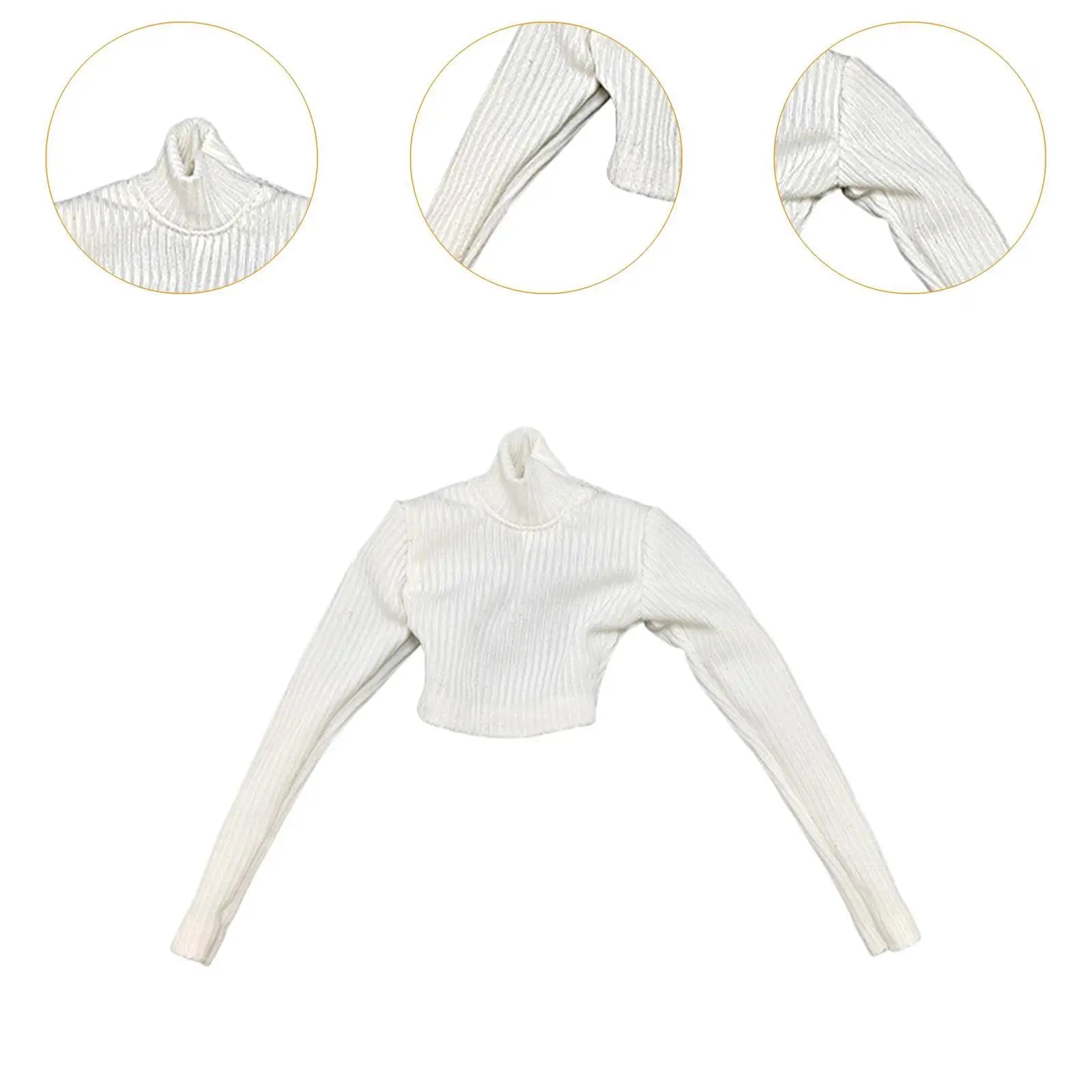 1:6 Scale Womans Crop Tops Turtleneck Thin Sweater Action Figure Clothes for 12'' Female Action Figure Dress up Accessories