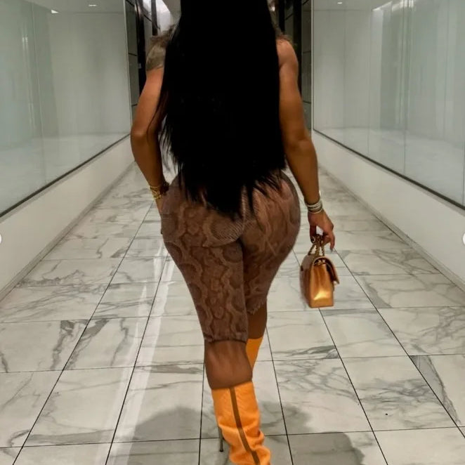 CM.YAYA Women Fashion Sexy Party Clubwear Mesh See Though Pants Capris 2025 Summer Leopard Print Leggings Street Trousers