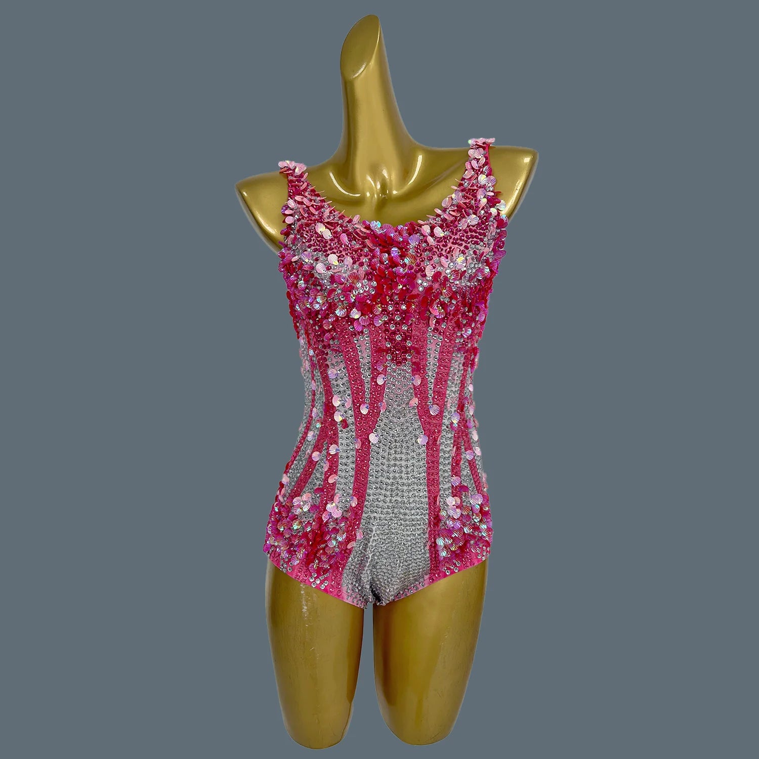 New Sparkly Rhinestones Tight Bodysuit for Women Sexy Performance Outfit Dancer Costume Nightclub Bar DJ Show Stage Wear Meimei