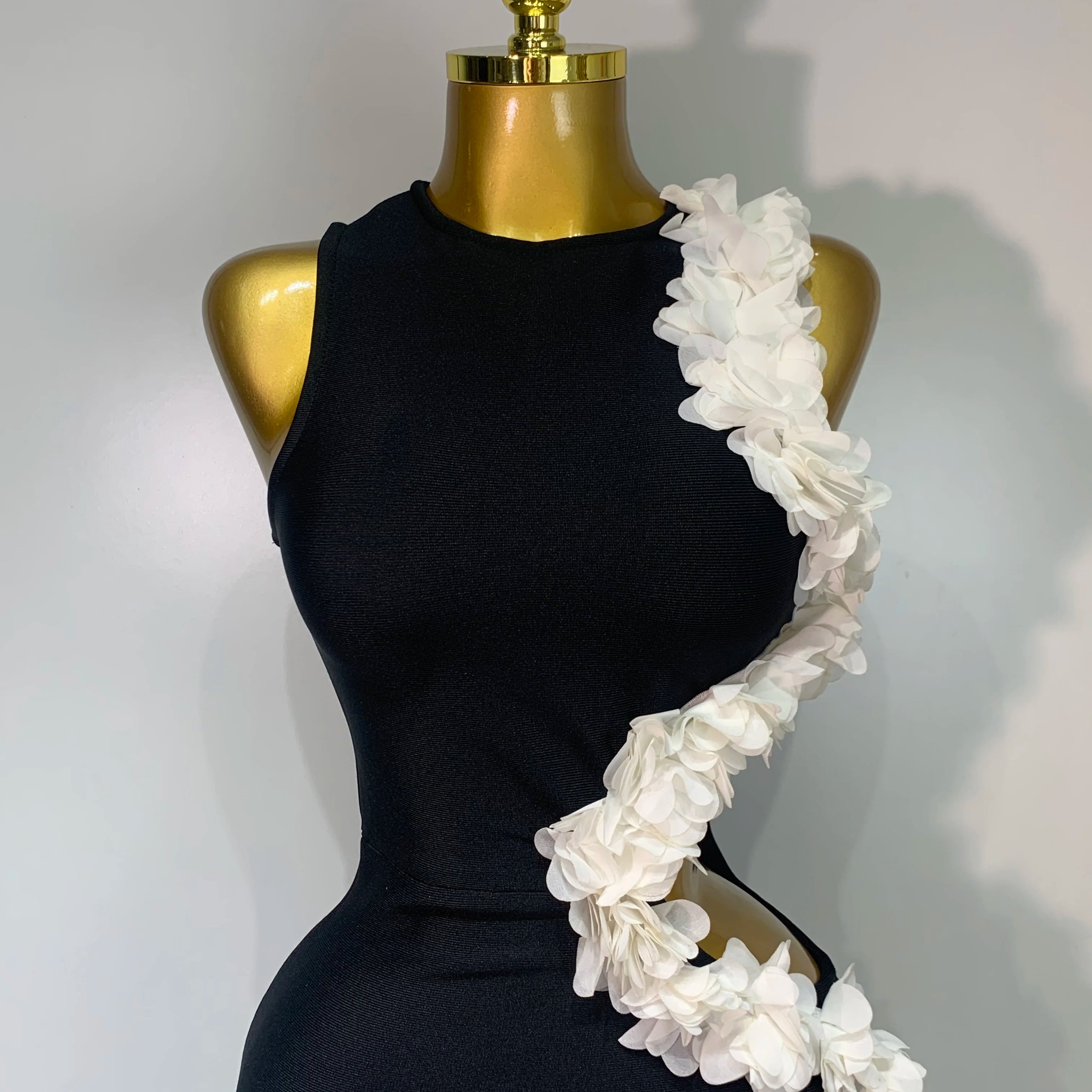 Vestido longo longo com decote redondo e recorte floral, sexy, colado ao corpo, para celebridades, elegante, para festa de aniversário, 2025