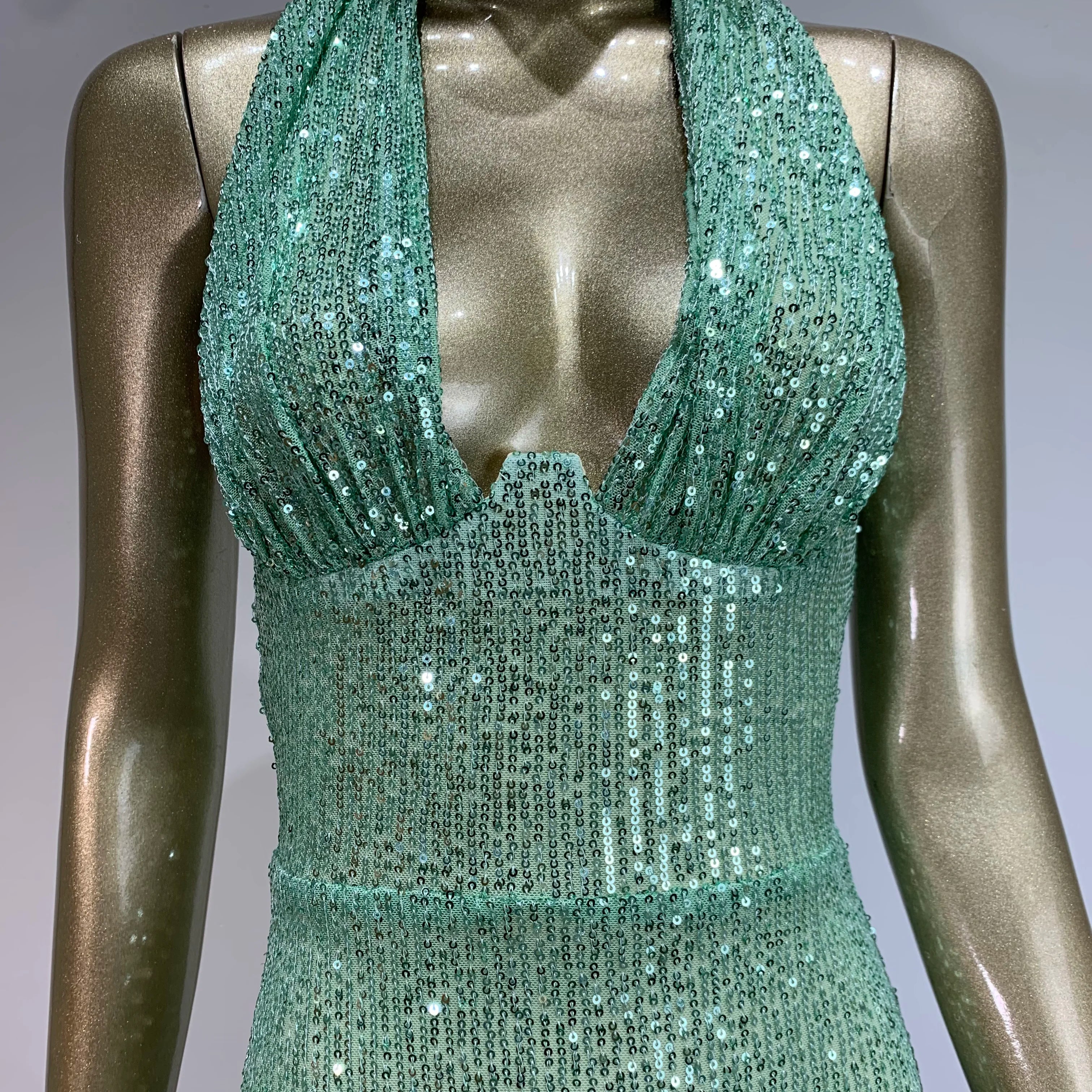 Women Celebrity Sexy Backless Halter Mesh Sequins Sparkly Maxi Long Gowns Dress 2024 Elegant Evening Party Club Dress Vestido