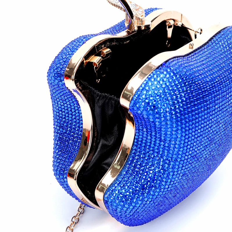 Apple Shape Party Crystal Hand Grab Evening Mini Bag Can Wholesale Fashion Red Crossbody Ladies Blue Red Gold