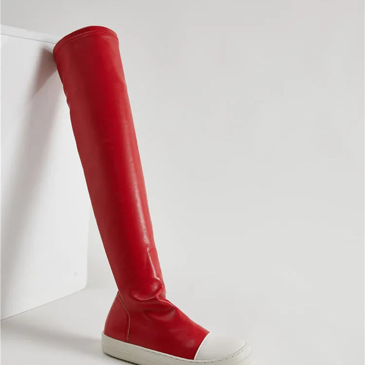 Shoes Winter Casual Women Boots Black Over the Knee Boots Sexy Female Autumn Winter lady Thigh High Boots red 50cm