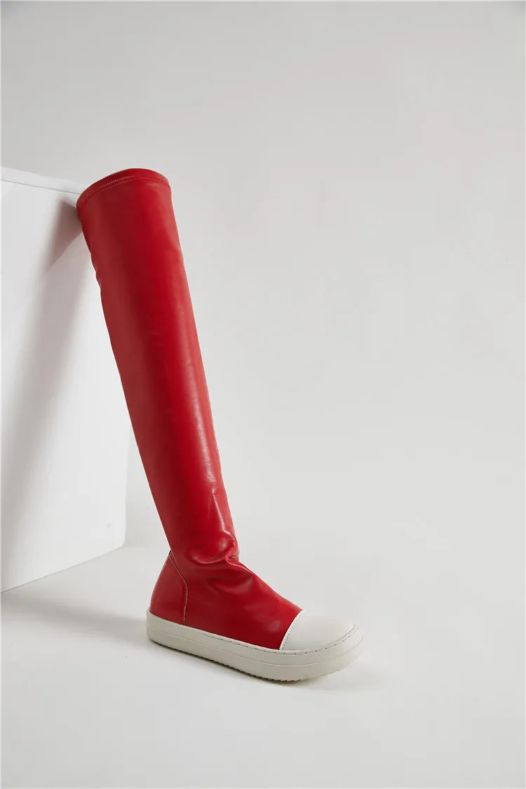 Shoes Winter Casual Women Boots Black Over the Knee Boots Sexy Female Autumn Winter lady Thigh High Boots red 50cm