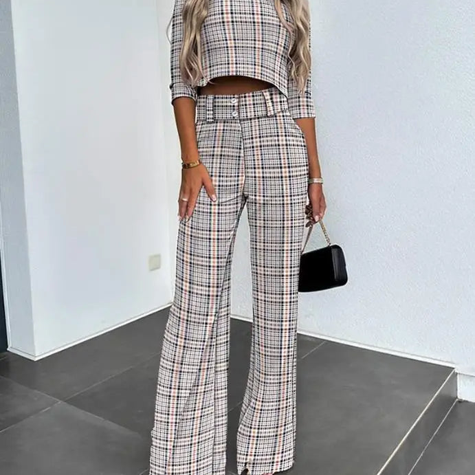 2024New Fashion Women's Elegant Small High Neck Casual Shorts Top Pocket Micro Horn Elegant Pants Set Mixed Color