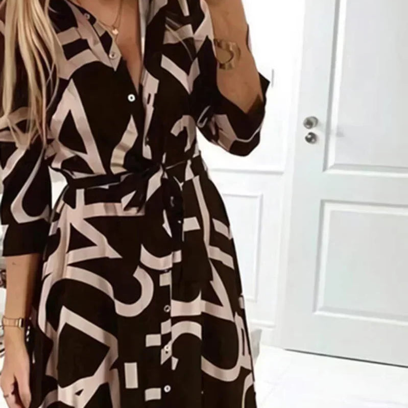 Dresses for Women Long Sleeve Prom Elegantes Spring Autumn Party Evening Dress Fashion Print Clothing Vestidos Para Mujer