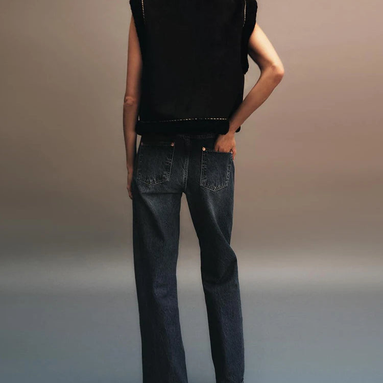 Women's Fashion Flower Embroidery Reversible Vest Vintage Suede Lamb Warm Vest Short Loose Sleeveless Vest Street Style Ves