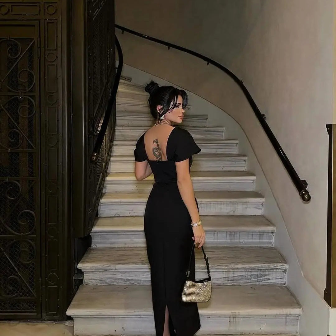 Red Black Women Sexy Square Collar Shinning Crystal Bodycon Bandage Long Dress Fashion Elegant Evening Party Celebrate Wear