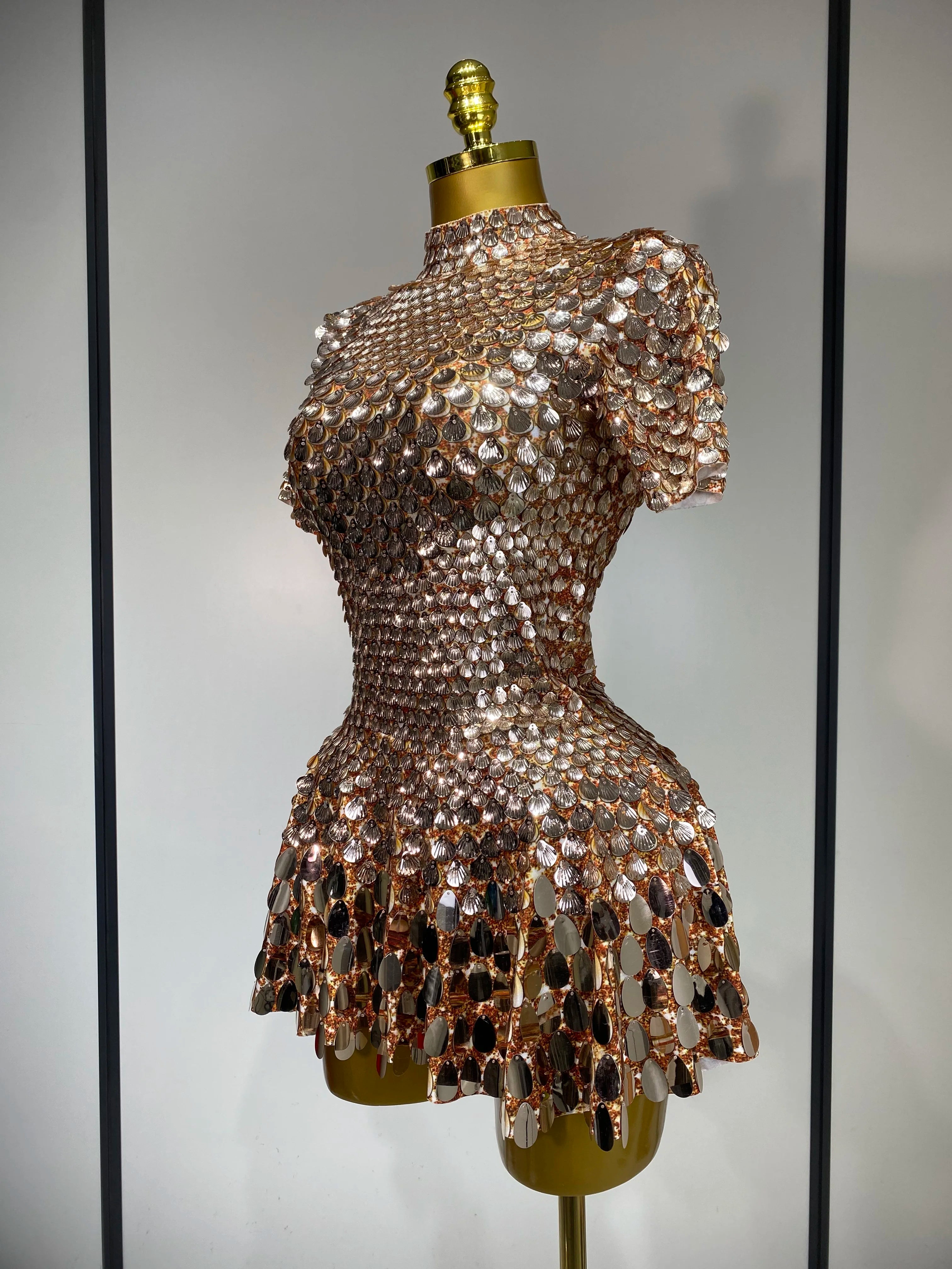 Sparkly Sequins Luxury Birthday Party Gown Short Dress Dancer Stage Performance Wear Women Sexy Nightclub Dress Festival Outfit