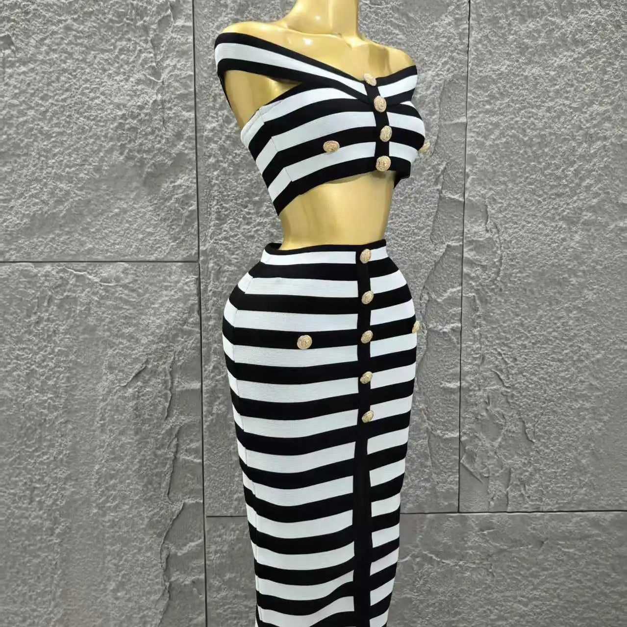 High Quality Women Sexy Slash Neck Off the Shoulder 2 Pieces Bodycon Long Bandage Dress Nightclub Party Bar Fashion Outfit