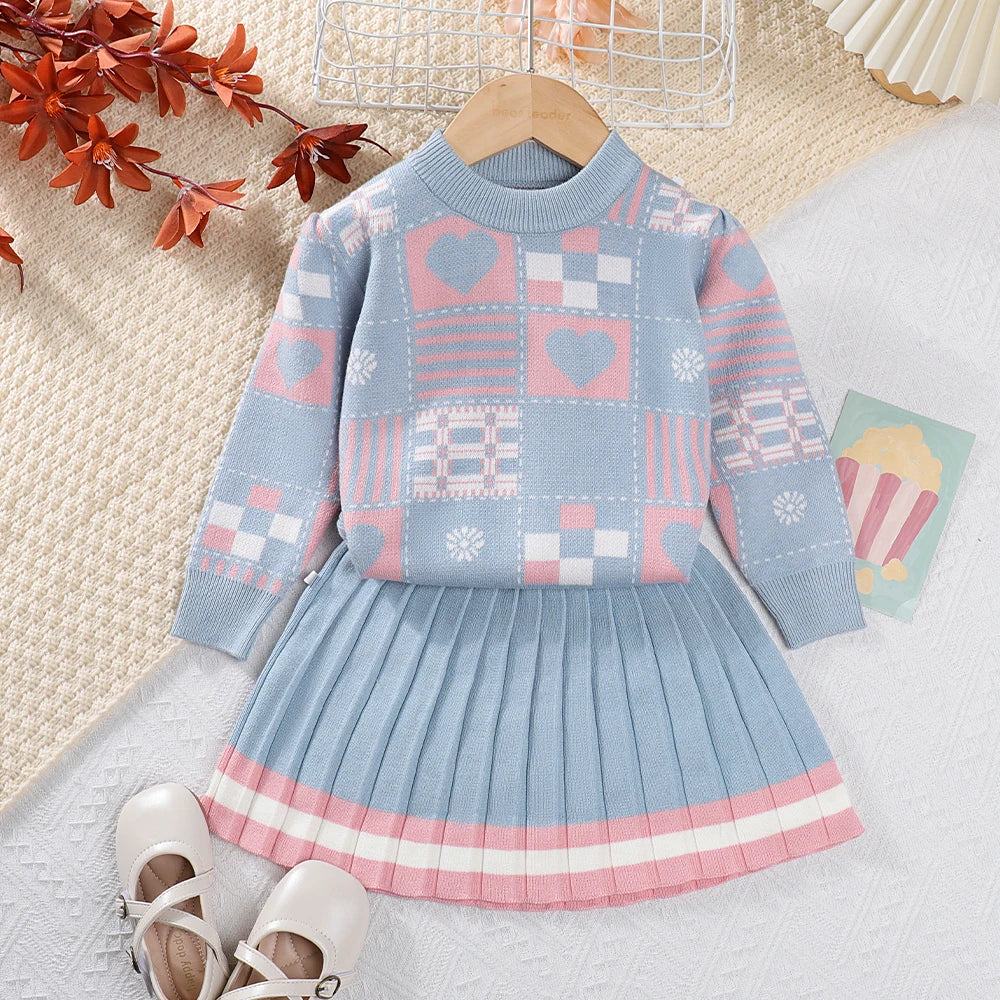 Bear Leader Girls Clothing Sets Autumn New Fashion Kid Sweater Top with Skirt Fashion Outfit 2pcs Elegant Clothes for 2-6 Years AM2595B