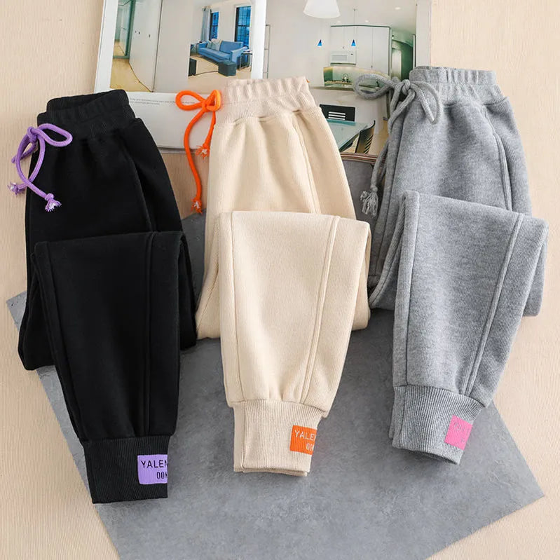 New Gray women Sweatpants Autumn Winter Baggy Streetwear Oversize Sports Pants Black winter thick Joggers Streetwear Trousers