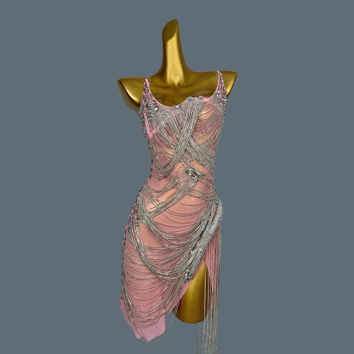 Sexy Halter Diamond Black Girls Party Mini Dress Luxury Tassel Beads Draped Cocktail Dress For Women Birthday Party Dress Luoli Pink