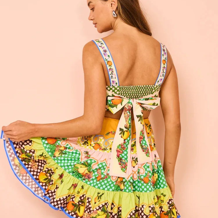 Casual Chic Print Sleeveless Backless Mini Dress Women Fashion A-line Strap Slip Short Dress Summer Elegant Vestido Holiday