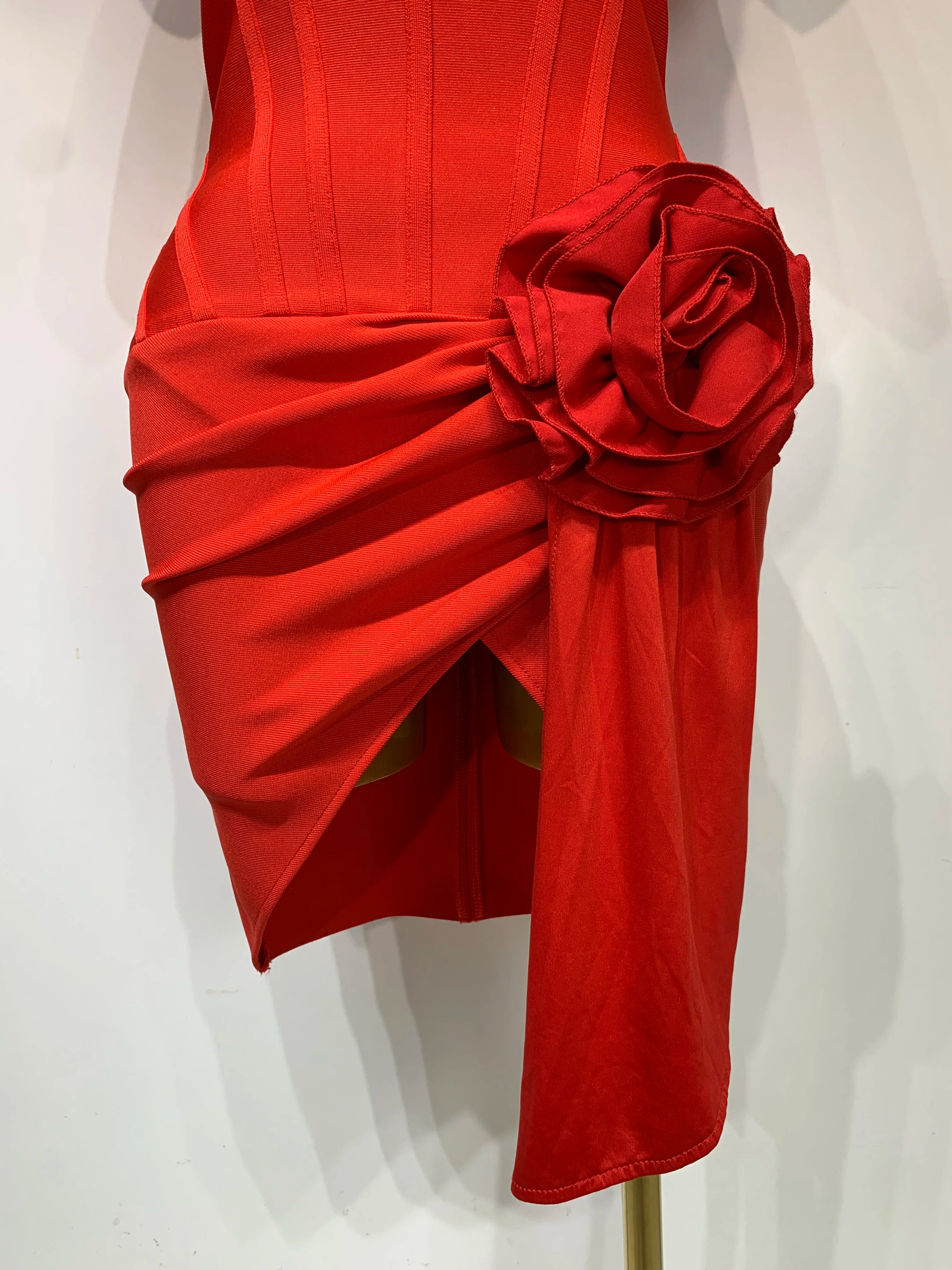 Women Sexy Short Sleeve Square Collar Bodycon Mini Bandage Dress Celebrity Red Carpet Dress Flower Luxury Birthday Outfit