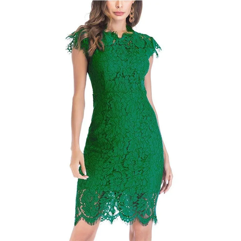 lace slim bag hip sexy dress woman green