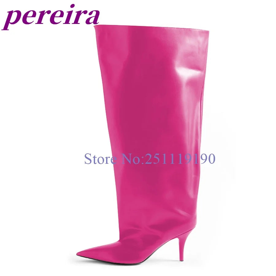 Black Wide Fit Boots Pointed Toe Knee-high Botas Women Luxury Designer Shoes Autumn Winter Booties 2025 Solid Zapatos De Mujer