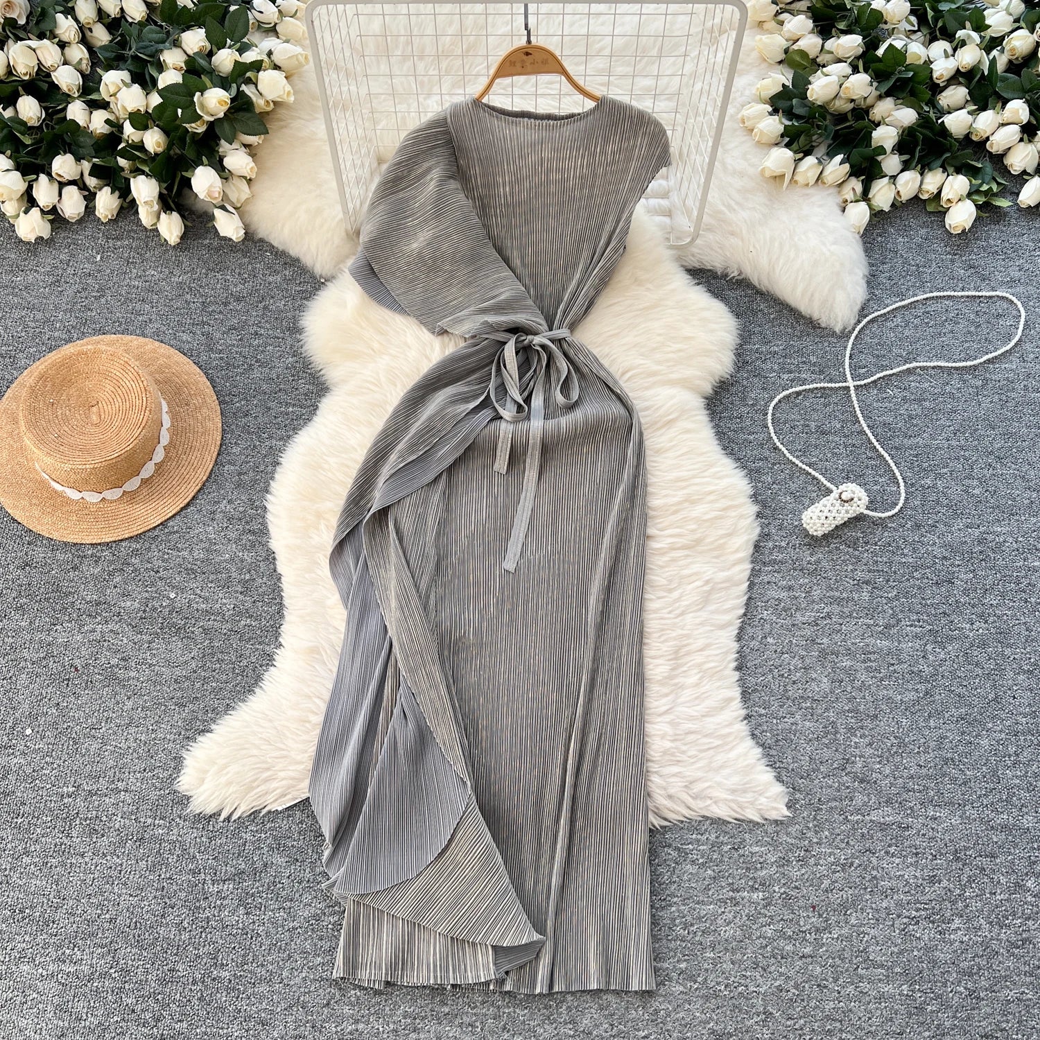 Chic asymmetrical sweet Spliced  Elegant Korean Fashion Fairy Dresses Sexy High Waist A-line Vestidos Summer Women Vacation