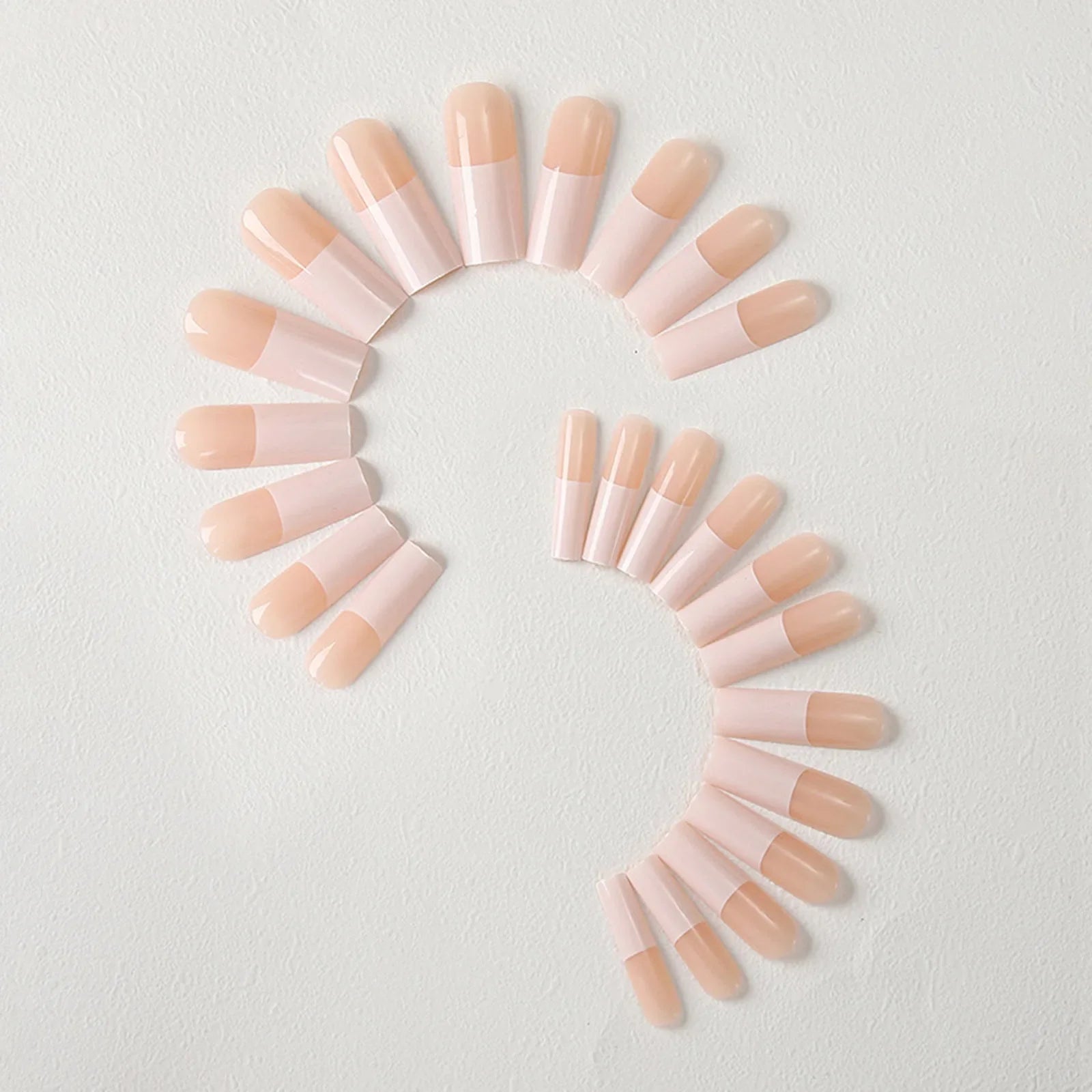 Long Coffin False Nails Minimalist Charm Manicure 24Pcs White French Press On Nails Nude Color Stick-on Fake Nails Patches