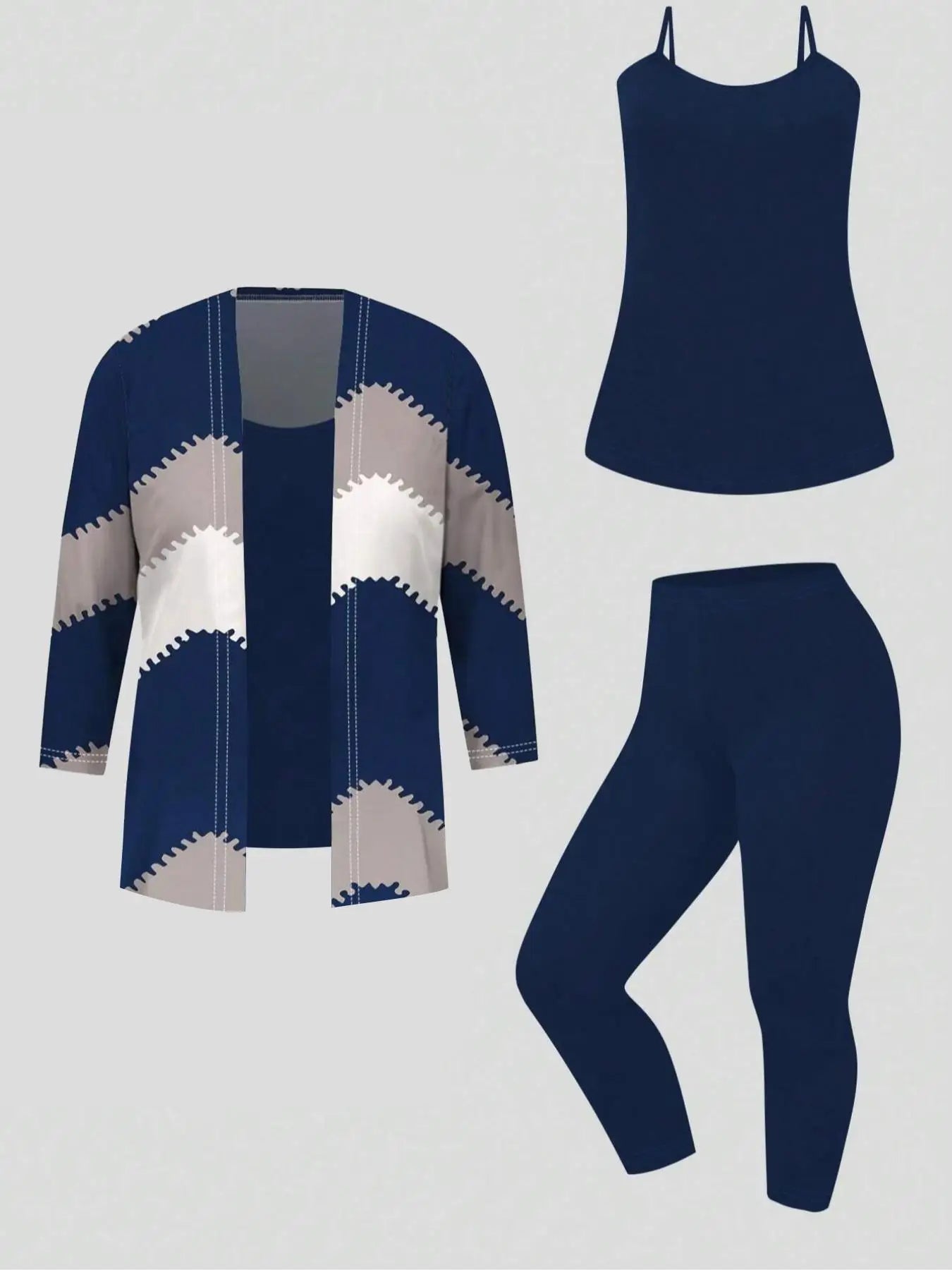 Plus Size 1XL-5XL Women Three-Piece Outfit Tie Dye Top Solid Color Tank Top Elastic Waist Pants Set Women Casual Summer Clothes