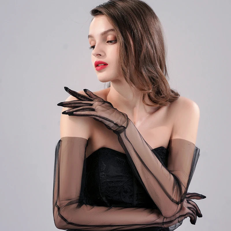 Wedding Dress Luxury Atmosphere Gloves Bride Gloves Long Double Row Gloves Wedding Gloves Winter Pink CHINA