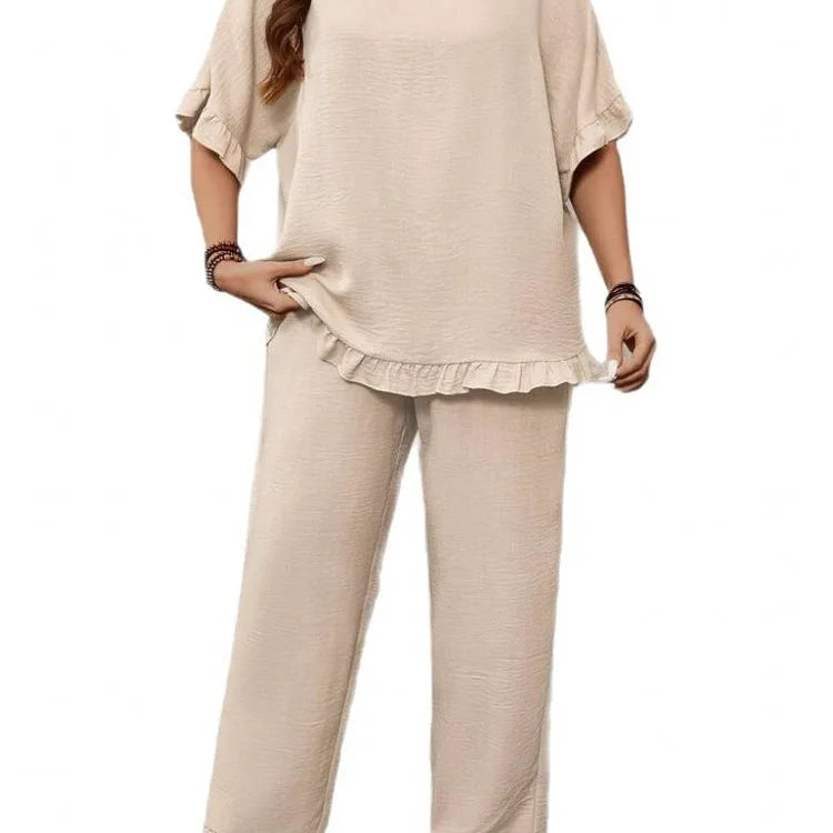 2 Piece Women Sets 2025 New Arrival Plus Size Summer Autumn Matching Sets Top And Pants Suits Outfits Oversized Clothing