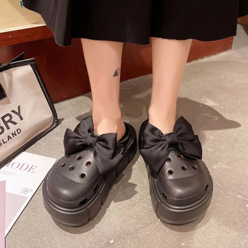 Platform Slippers Summer Women's Sandals 6cm Wedges Ladies Outdoor Clogs Thick Street Beach Slides Girls Flip Flops Garden Shoes black DIYbow