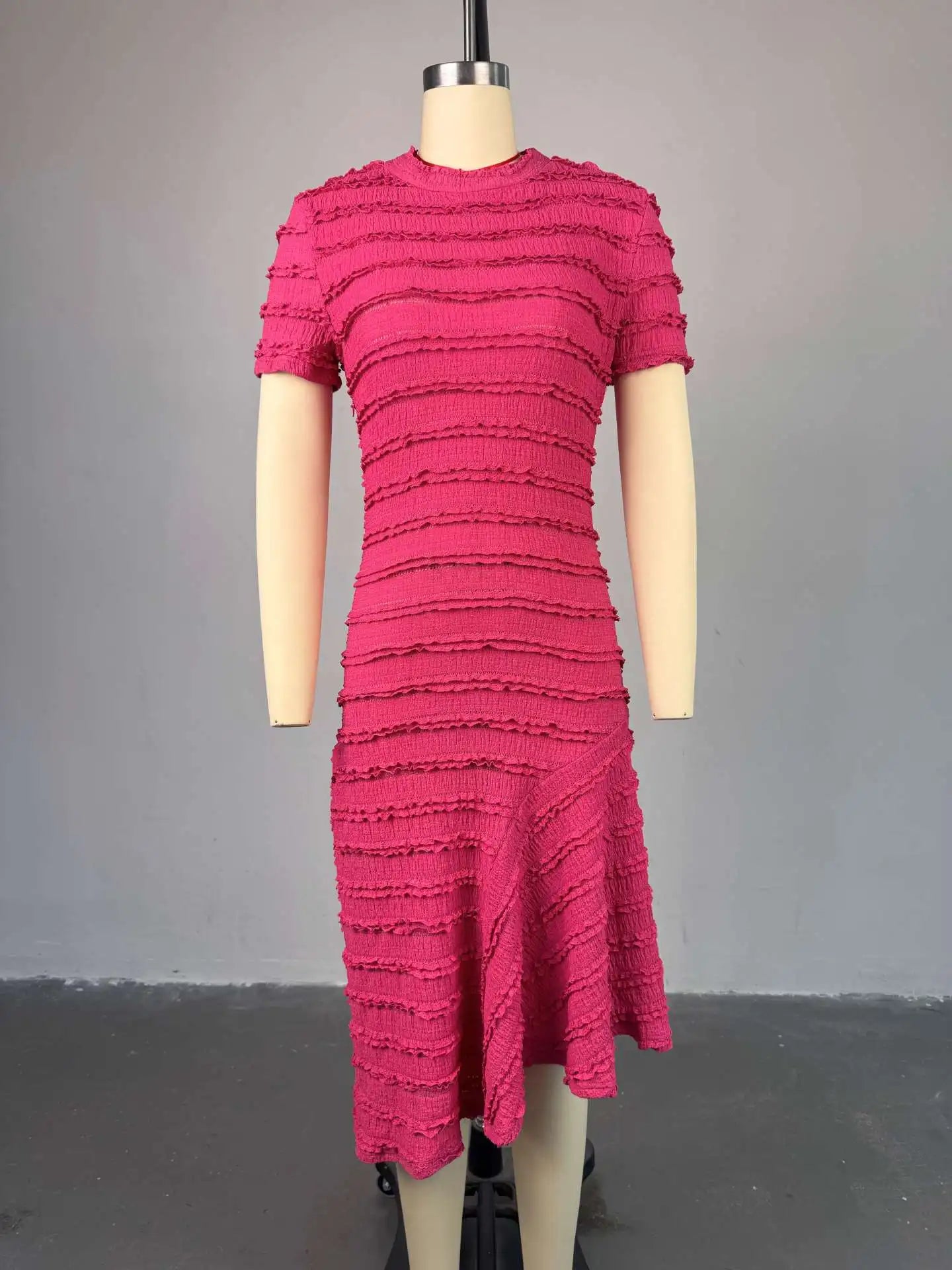 CM.YAYA Women Short Sleeve O-neck Big Swing Elastic Dress 2025 Sweet Elegant Sexy Birthday Beach Night Party Vestidos Dresses