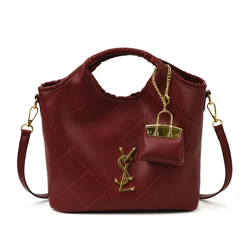 Luxury Chain Strap Bag with Detachable Charm, Designer Inspired Shoulder & Crossbody Purse for Women, Trendy Versatile Handbag