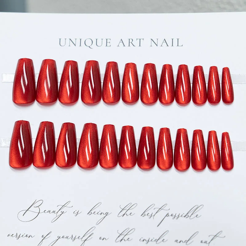 Glossy Cat Eyes Fake Nails Full Cover Almond Black Press on Nail Women Girls DIY Manicure Simple Wearable False Nails Tips 24Pcs